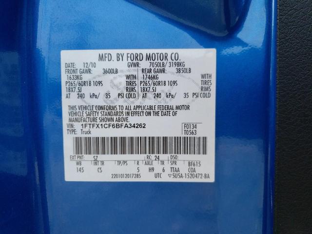 Photo 10 from auction – 2011 FORD F150 SUPER with VIN 1FTFX1CF6BFA34262