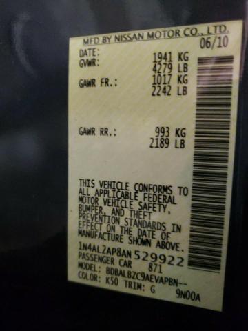 Photo 10 from auction – 2010 NISSAN ALTIMA with VIN 1N4AL2AP8AN529922