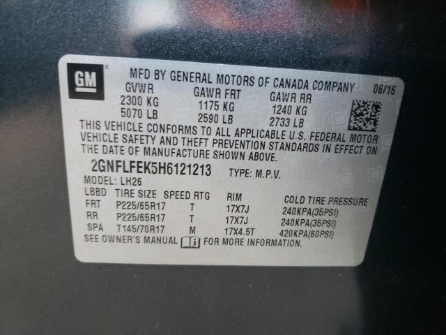 Photo 10 from auction – 2017 CHEVROLET EQUINOX LT with VIN 2GNFLFEK5H6121213