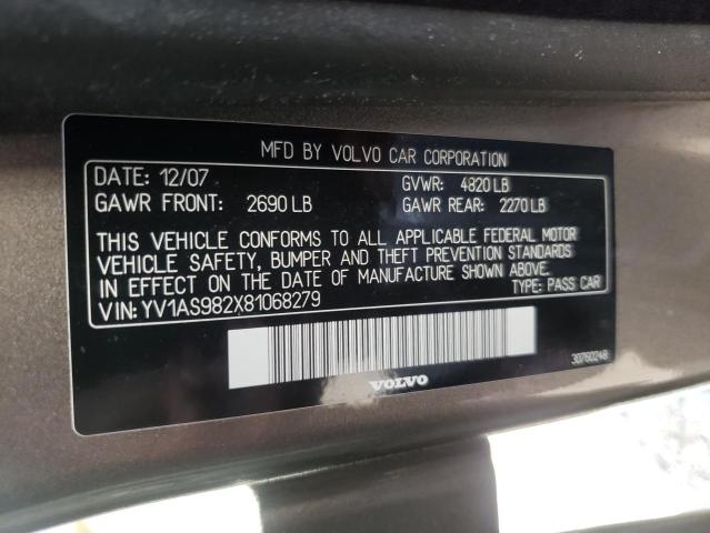 Photo 10 from auction – 2008 VOLVO S80 3.2 with VIN YV1AS982X81068279