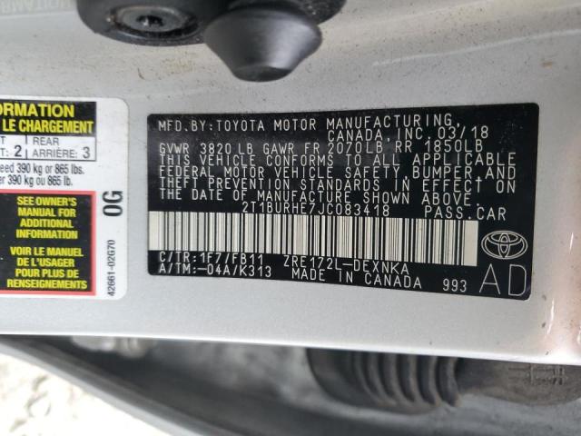 Photo 10 from auction – 2018 TOYOTA COROLLA L with VIN 2T1BURHE7JC083418