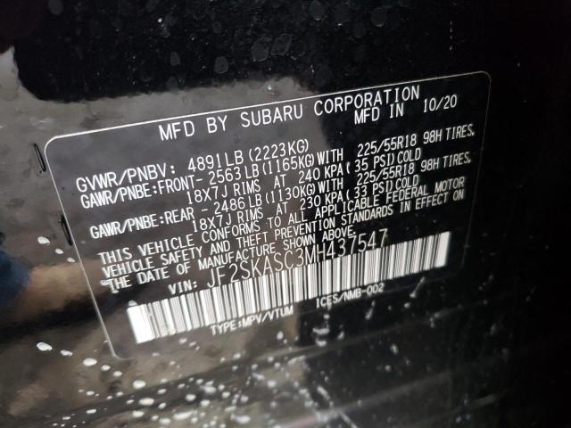 Photo 10 from auction – 2021 SUBARU FORESTER L with VIN JF2SKASC3MH437547
