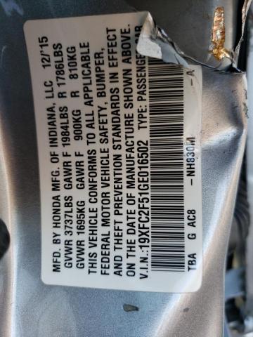 Photo 10 from auction – 2016 HONDA CIVIC LX with VIN 19XFC2F51GE016502