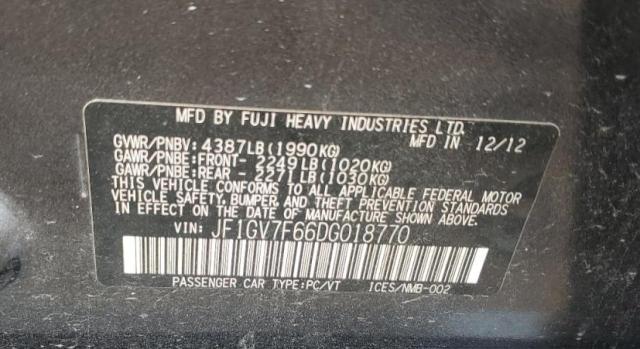 Photo 10 from auction – 2013 SUBARU IMPREZA with VIN JF1GV7F66DG018770
