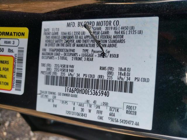 Photo 10 from auction – 2014 FORD FUSION SE with VIN 1FA6P0HD0E5365940