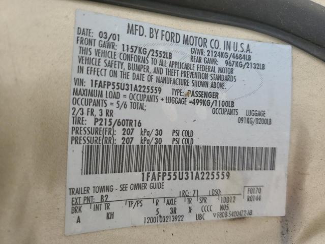 Photo 10 from auction – 2001 FORD TAURUS SES with VIN 1FAFP55U31A225559