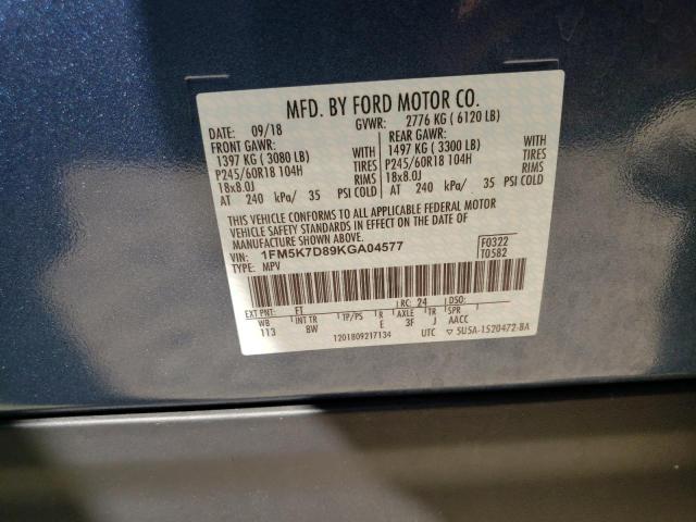 Photo 10 from auction – 2019 FORD EXPLORER X with VIN 1FM5K7D89KGA04577