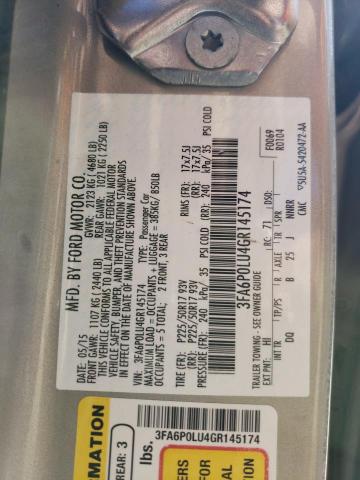 Photo 10 from auction – 2016 FORD FUSION SE with VIN 3FA6P0LU4GR145174