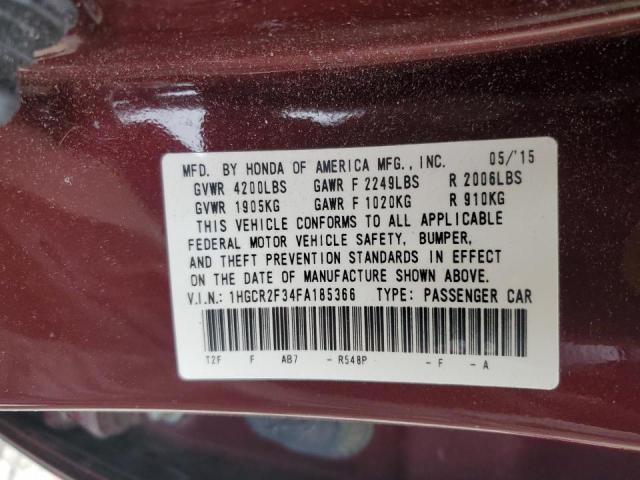 Photo 10 from auction – 2015 HONDA ACCORD LX with VIN 1HGCR2F34FA185366