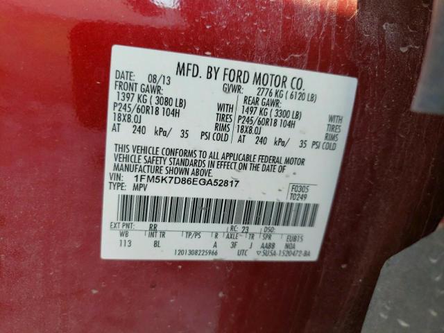 Photo 10 from auction – 2014 FORD EXPLORER X with VIN 1FM5K7D86EGA52817