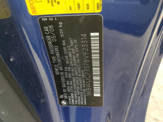 Photo 10 from auction – 2008 BMW 135 I with VIN WBAUC73578VF23314