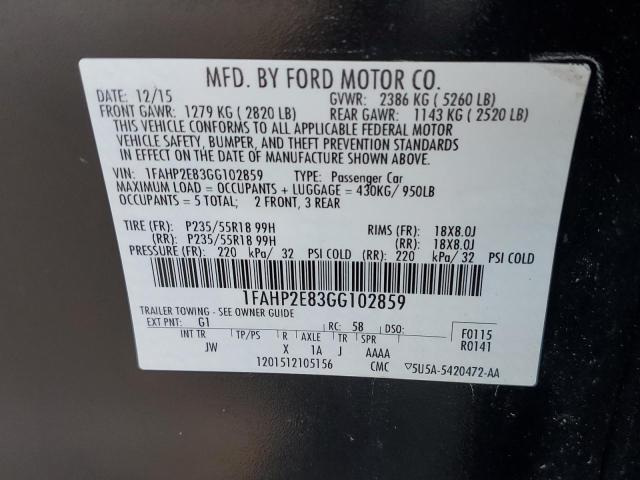 Photo 10 from auction – 2016 FORD TAURUS SEL with VIN 1FAHP2E83GG102859