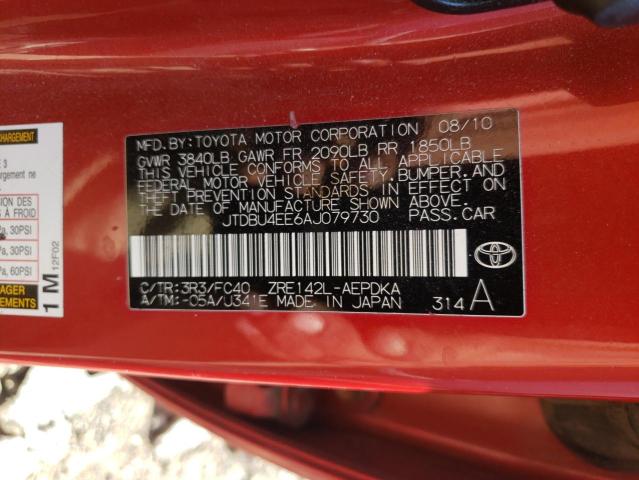 Photo 10 from auction – 2010 TOYOTA COROLLA BA with VIN JTDBU4EE6AJ079730