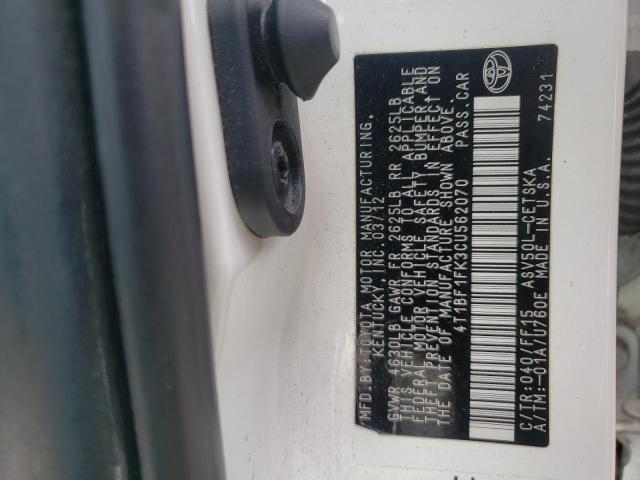 Photo 10 from auction – 2012 TOYOTA CAMRY BASE with VIN 4T1BF1FK3CU562070