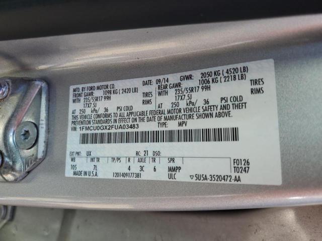 Photo 10 from auction – 2015 FORD ESCAPE SE with VIN 1FMCU0GX2FUA03483