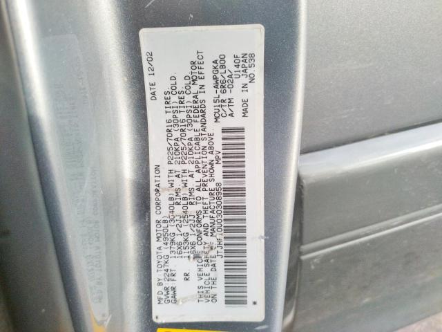 Photo 10 from auction – 2003 LEXUS RX 300 with VIN JTJHF10U030308958