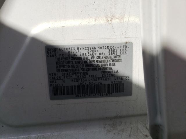 Photo 10 from auction – 2015 NISSAN SENTRA S with VIN 3N1AB7AP6FY314899