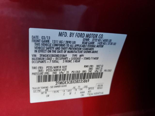 Photo 10 from auction – 2013 FORD FLEX SEL with VIN 2FMGK5C8XDBD35869