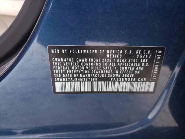 Photo 10 from auction – 2017 VOLKSWAGEN JETTA SE with VIN 3VWDB7AJ9HM387388