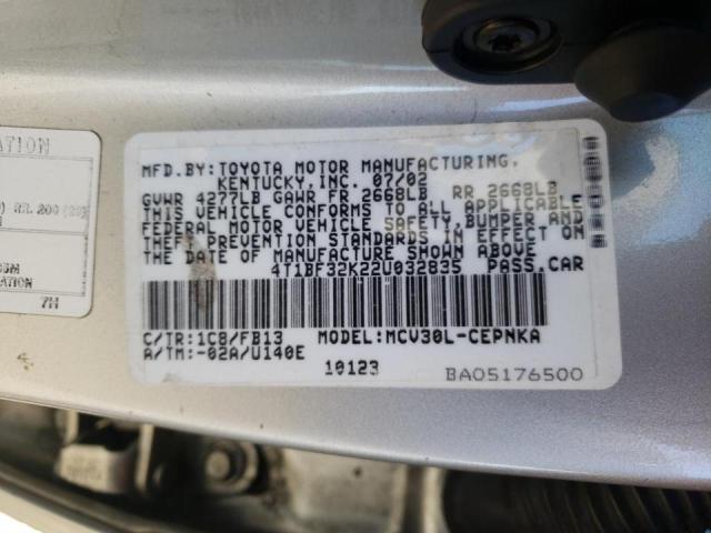 Photo 10 from auction – 2002 TOYOTA CAMRY LE with VIN 4T1BF32K22U032835