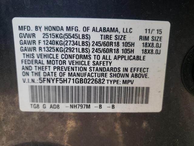 Photo 10 from auction – 2016 HONDA PILOT EXLN with VIN 5FNYF5H71GB022682