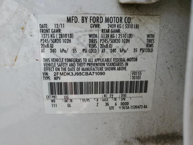 Photo 10 from auction – 2012 FORD EDGE SEL with VIN 2FMDK3J95CBA71090