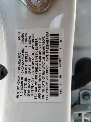 Photo 10 from auction – 2018 HONDA CIVIC LX with VIN 2HGFC2F50JH581563