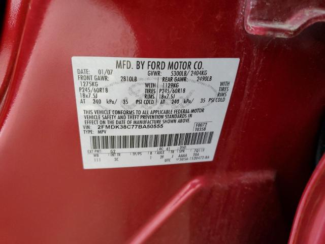 Photo 10 from auction – 2007 FORD EDGE SEL with VIN 2FMDK38C77BA50555