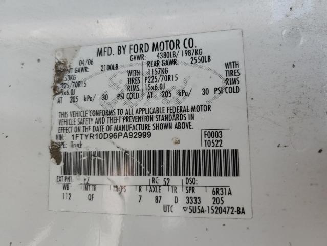 Photo 10 from auction – 2006 FORD RANGER with VIN 1FTYR10D96PA92999
