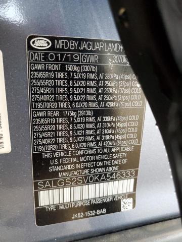 Photo 10 from auction – 2019 LAND ROVER RANGE ROVE with VIN SALGS2SV0KA546333