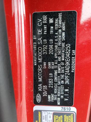 Photo 10 from auction – 2019 KIA FORTE FE with VIN 3KPF24AD9KE048250