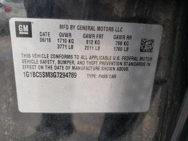 Photo 10 from auction – 2016 CHEVROLET CRUZE LS with VIN 1G1BC5SM3G7294789