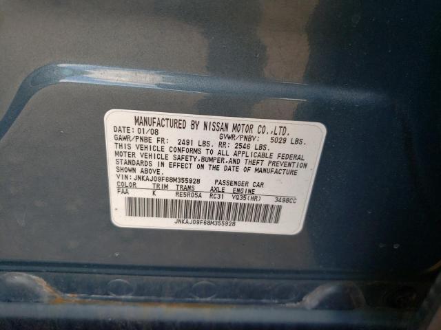Photo 10 from auction – 2008 INFINITI EX35 BASE with VIN JNKAJ09F68M355928