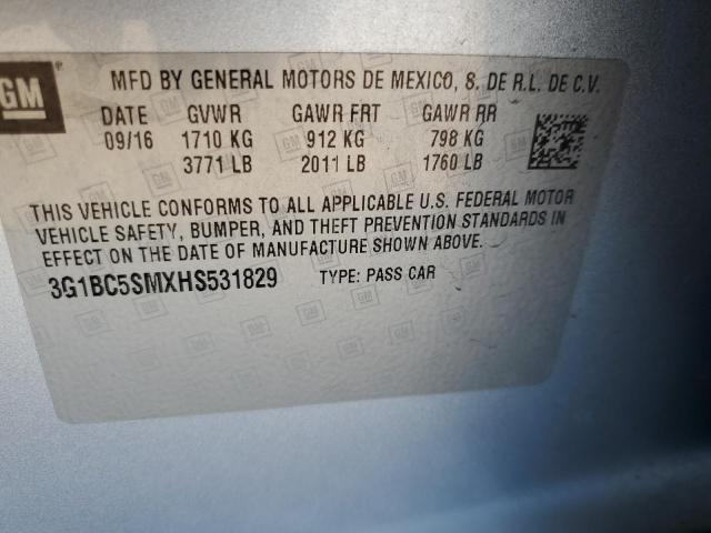 Photo 10 from auction – 2017 CHEVROLET CRUZE LS with VIN 3G1BC5SMXHS531829