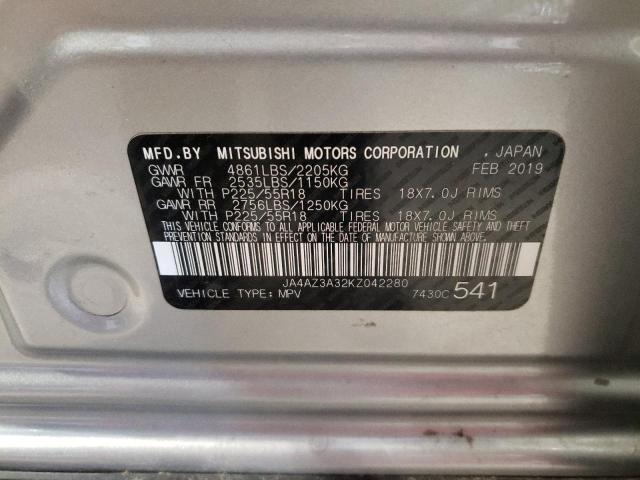Photo 10 from auction – 2019 MITSUBISHI OUTLANDER with VIN JA4AZ3A32KZ042280