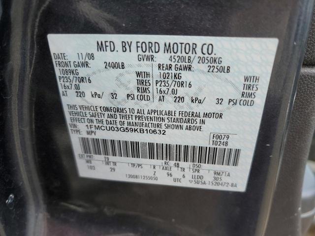 Photo 10 from auction – 2009 FORD ESCAPE XLT with VIN 1FMCU03G59KB10632