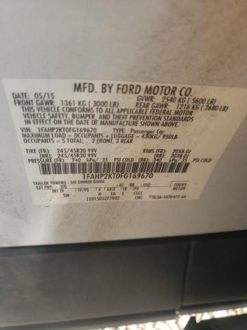 Photo 10 from auction – 2015 FORD TAURUS SHO with VIN 1FAHP2KT0FG169670