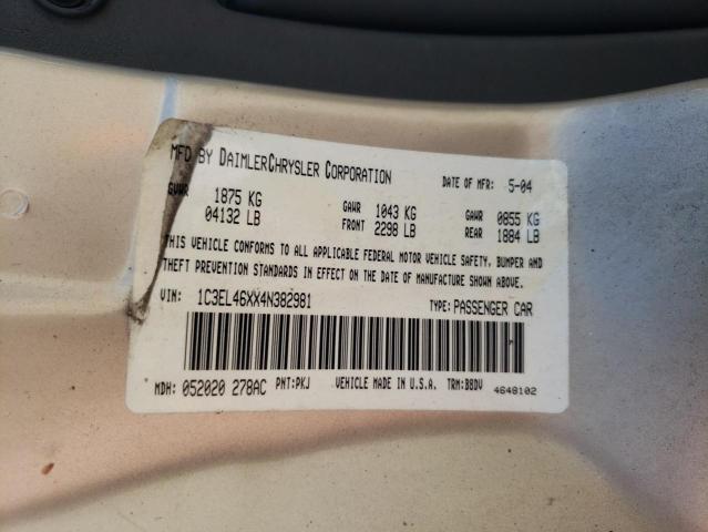 Photo 10 from auction – 2004 CHRYSLER SEBRING LX with VIN 1C3EL46XX4N382981