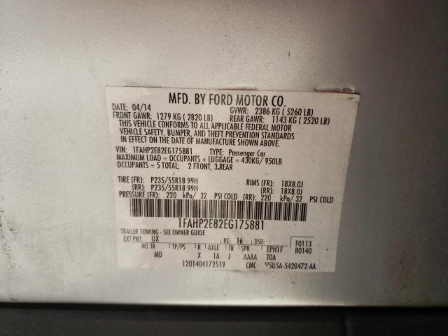 Photo 10 from auction – 2014 FORD TAURUS SEL with VIN 1FAHP2E82EG175881