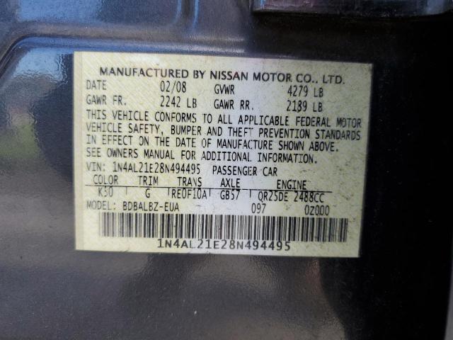 Photo 10 from auction – 2008 NISSAN ALTIMA 2.5 with VIN 1N4AL21E28N494495
