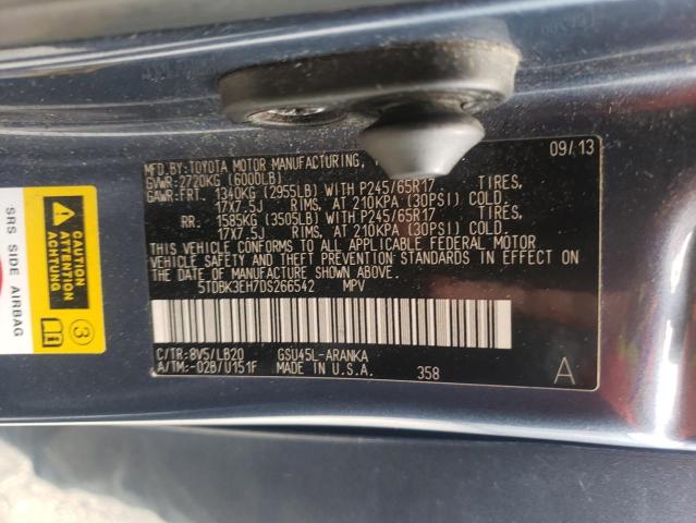 Photo 10 from auction – 2013 TOYOTA HIGHLANDER with VIN 5TDBK3EH7DS266542