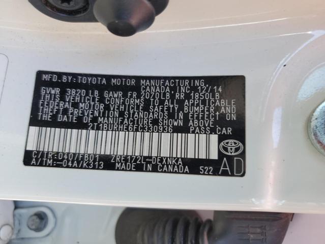 Photo 10 from auction – 2015 TOYOTA COROLLA L with VIN 2T1BURHE6FC330936