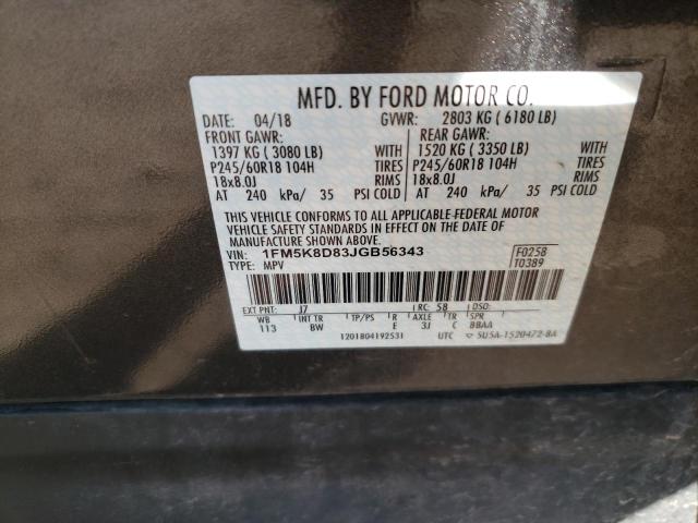 Photo 10 from auction – 2018 FORD EXPLORER X with VIN 1FM5K8D83JGB56343