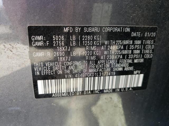 Photo 10 from auction – 2020 SUBARU OUTBACK ON with VIN 4S4BTGKD1L3173419
