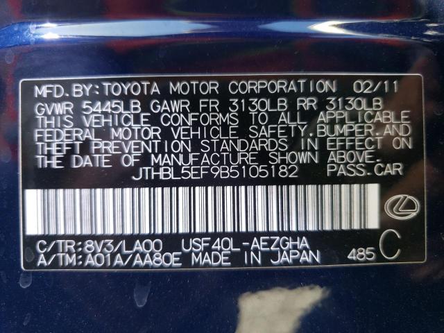 Photo 10 from auction – 2011 LEXUS LS 460 with VIN JTHBL5EF9B5105182