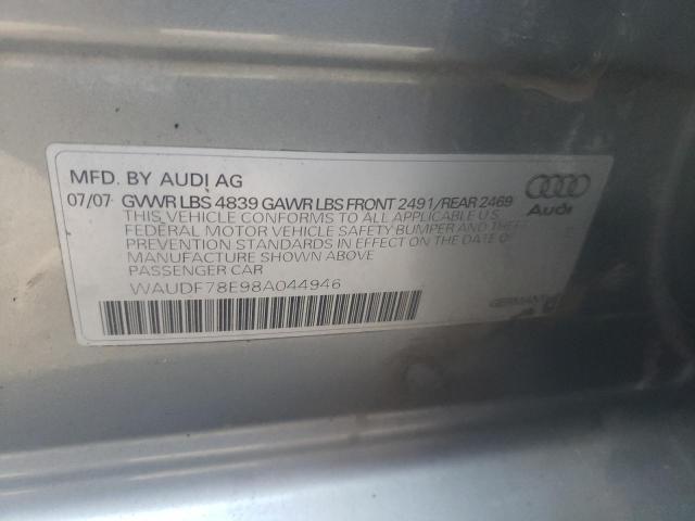 Photo 10 from auction – 2008 AUDI A4 2.0T QU with VIN WAUDF78E98A044946