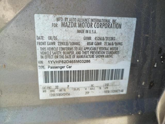 Photo 10 from auction – 2006 MAZDA 6 S with VIN 1YVHP82D465M03286