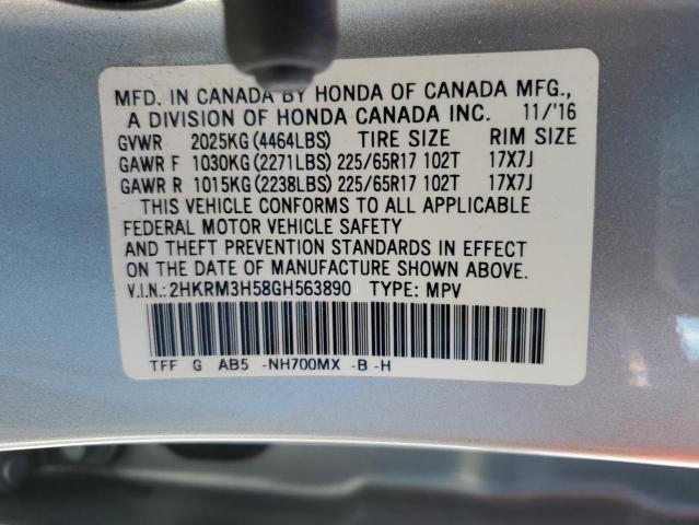 Photo 10 from auction – 2016 HONDA CR-V EX with VIN 2HKRM3H58GH563890