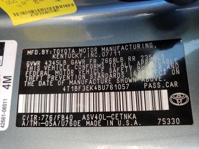 Photo 10 from auction – 2011 TOYOTA CAMRY BASE with VIN 4T1BF3EK4BU761057