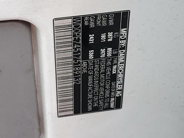 Photo 10 from auction – 2007 DODGE SPRINTER 2 with VIN WD0PE745175189132